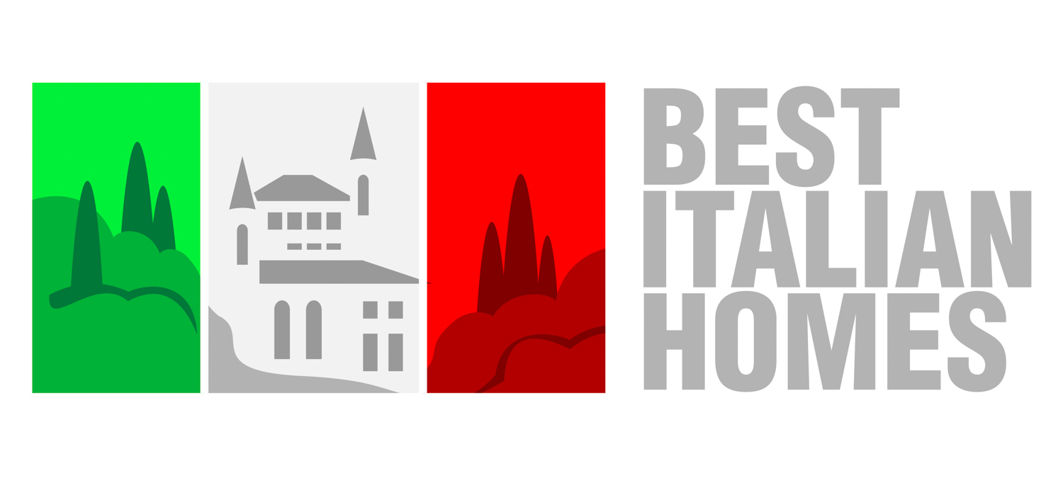 bandiera italiana con scritta besti italian homes